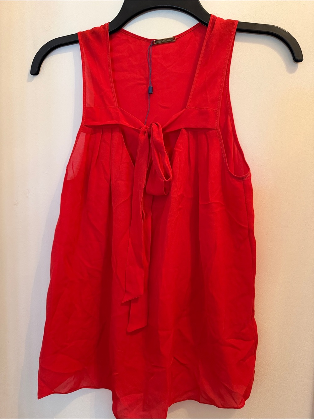 New Rebecca Minkoff Sleeveless Tie-Front Red silk top S/M